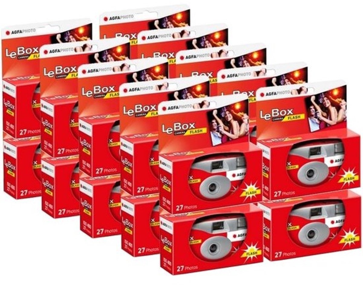 Wegwerpcamera - Leuke camera - Simpel foto's maken - Ingebouwde flitser - 27 foto's - Grijs en rood