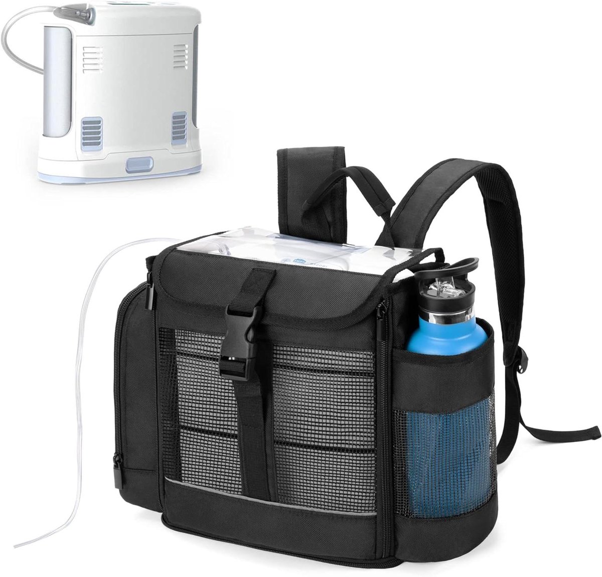 Zuurstofconcentrator Rugzak - POC Tas - Apparaat Transport - Ventilatie Gaaspanelen - 27.5 cm Breed - Zwart