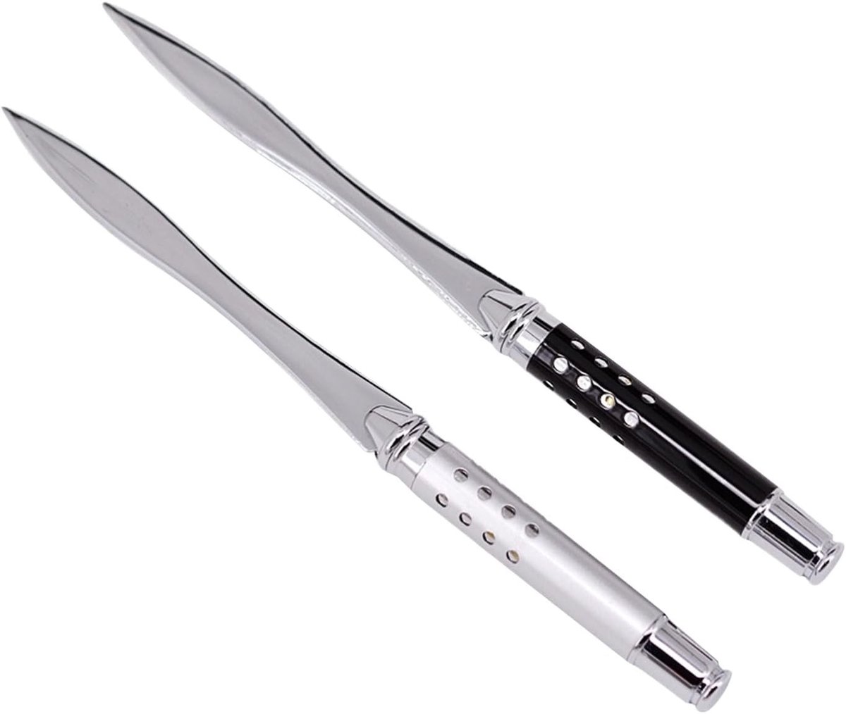 2 Stuks Metalen Briefopener in Zwart en Zilver - Lichtgewicht en Draagbare Papieropener voor Thuis, Kantoor en Schoolgebruik