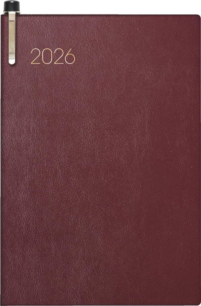 Zakagenda 2026 A7 Kunstleer Bordeauxrood | Compact Planner Weekoverzicht | Inclusief Balpen en Adresboekje | Stevige Kleefbinding | Hoekperforatie