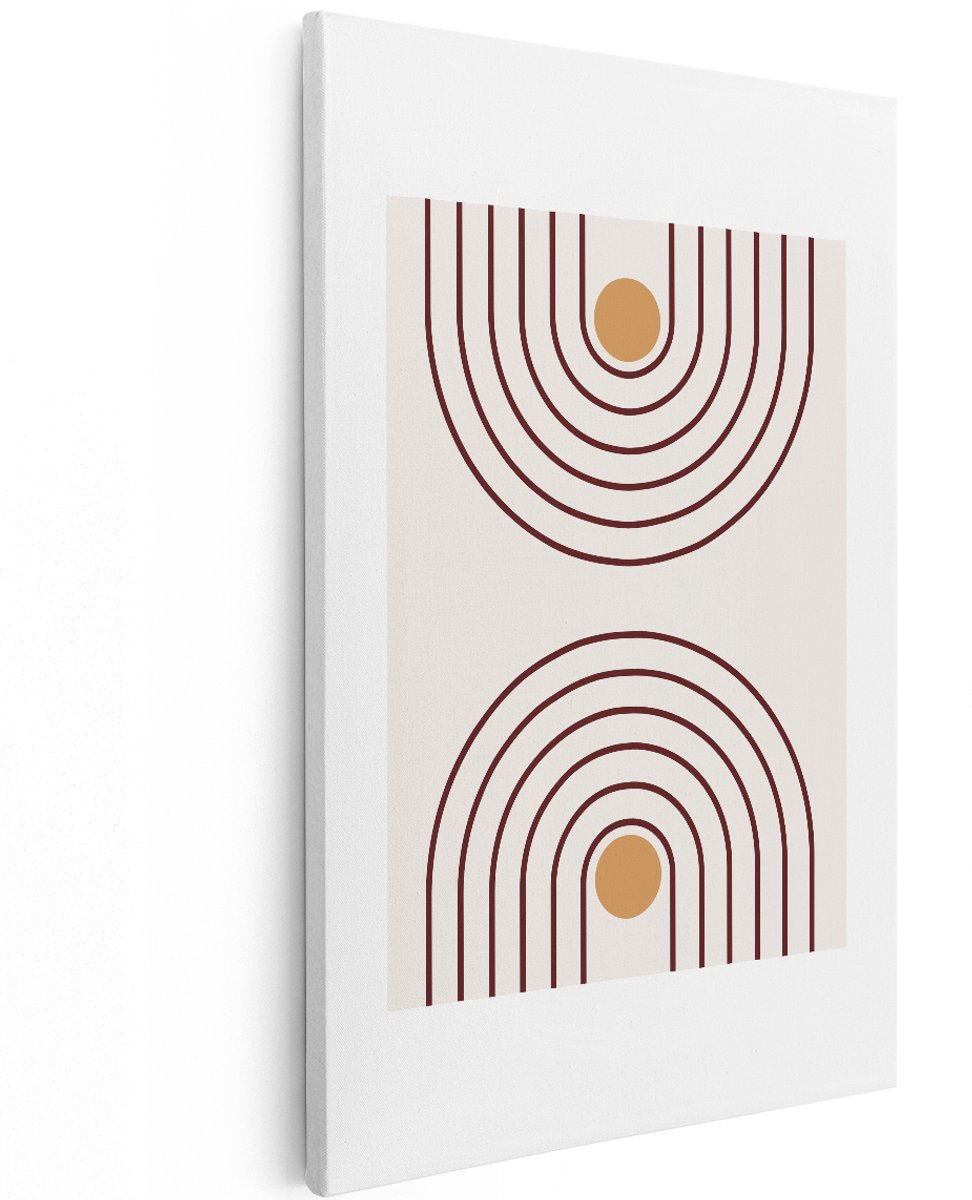 Artaza Canvas Schilderij Abstract - 120x180 cm - Groot - Wanddecoratie Boho - Muurdecoratie Geometrisch - Decoratie Bogen Terracotta