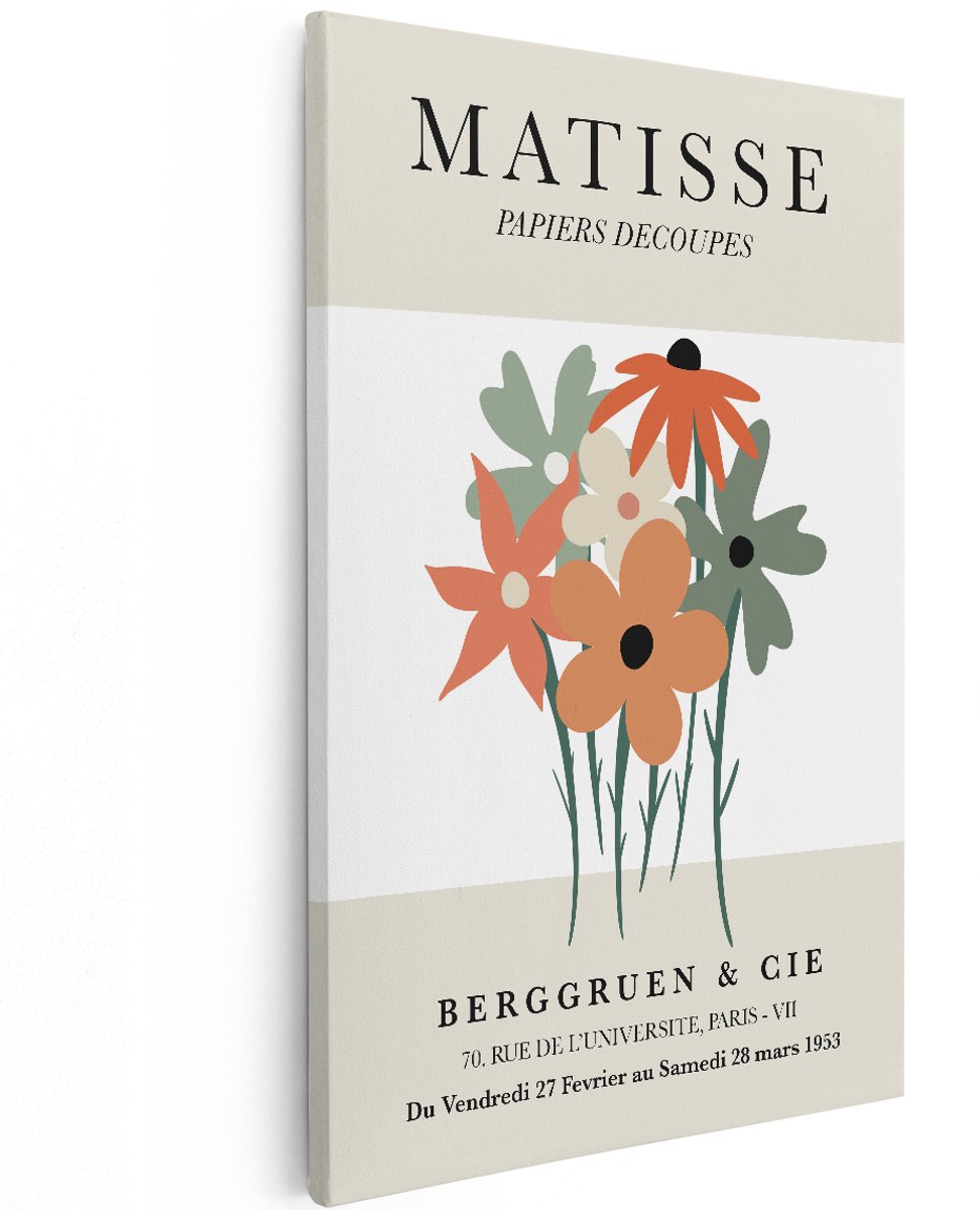 Artaza Canvas Schilderij Matisse Tentoonstellingsposter - 120x180 cm - Groot - Wanddecoratie Abstracte Bloemen - Muurdecoratie Boho - Decoratie Woonkamer