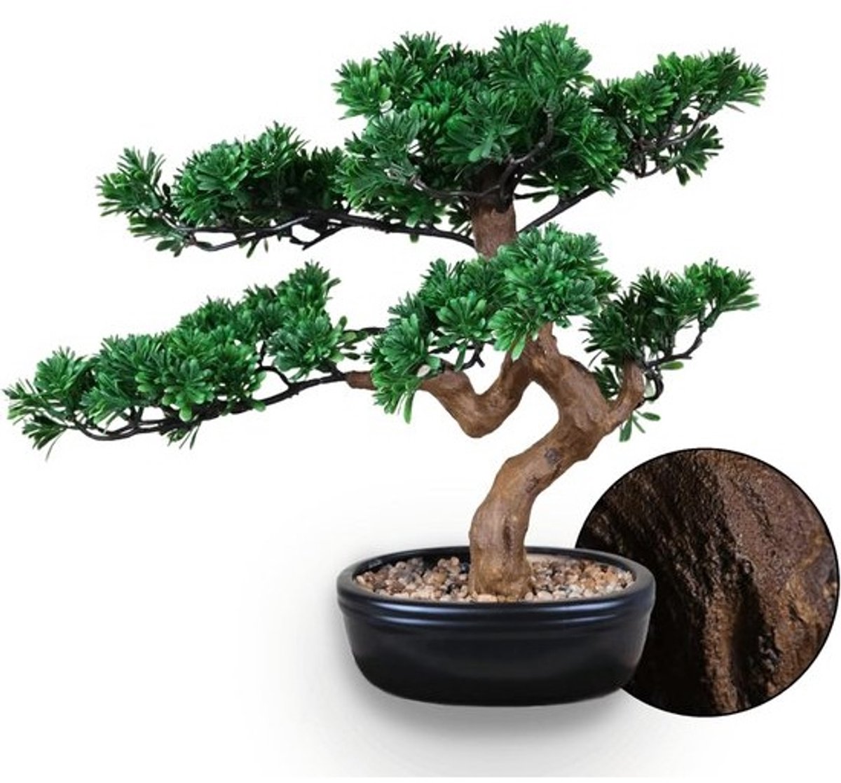 Kunst Bonsai Boom Juniper Pijnboom Realistisch 40 cm Hoog in Keramische Pot - Onderhoudsvrij Decoratie voor Thuis en Kantoor