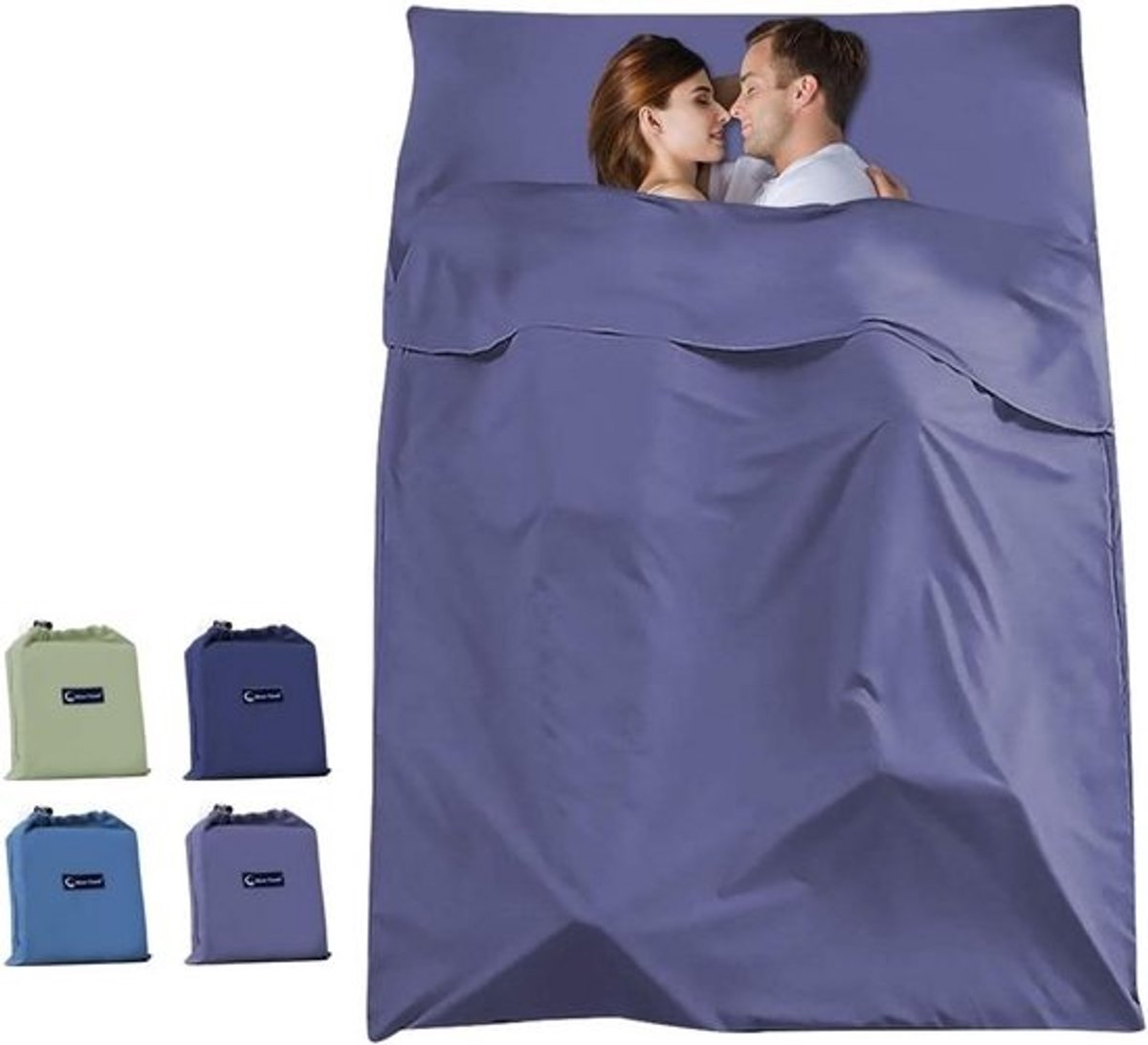 Lichtgewicht Slaapzak Liner Katoen Polyester Rechthoekig 160 x 210 cm Grijs Blauw