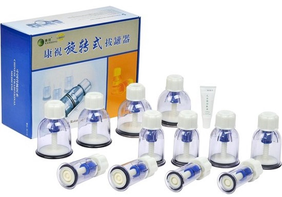 Roterende Chinese Cupping Therapie Set - 12 Cups voor Gemakkelijke Behandeling