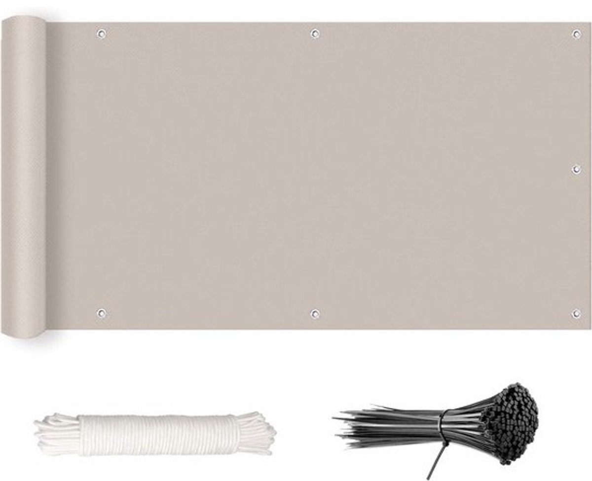 Balkon- en Tuinscherm 65x550 cm – UV-bestendige Inkijkdoek en Zonwering in Taupe met Oogjes