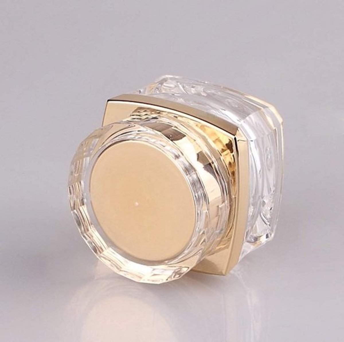 Luxe Hervulbare Acryl Pot 30g voor Crème en Make-up - Transparant met Gouden Dop
