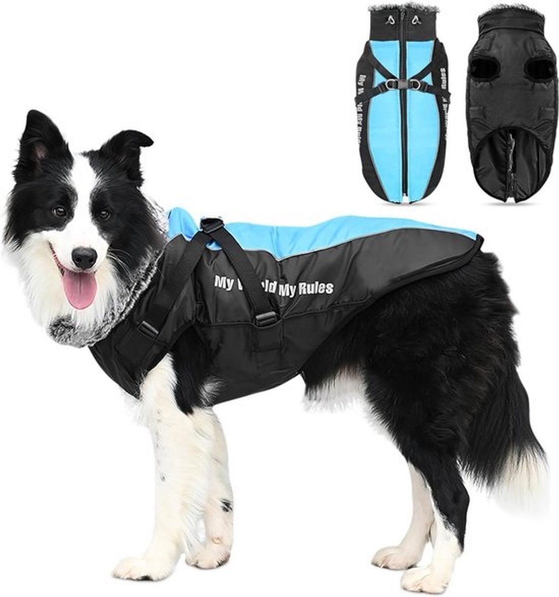 Waterdichte & Warme Hondenjas met Harnas en Reflecterende Strips voor Middelgrote en Grote Honden