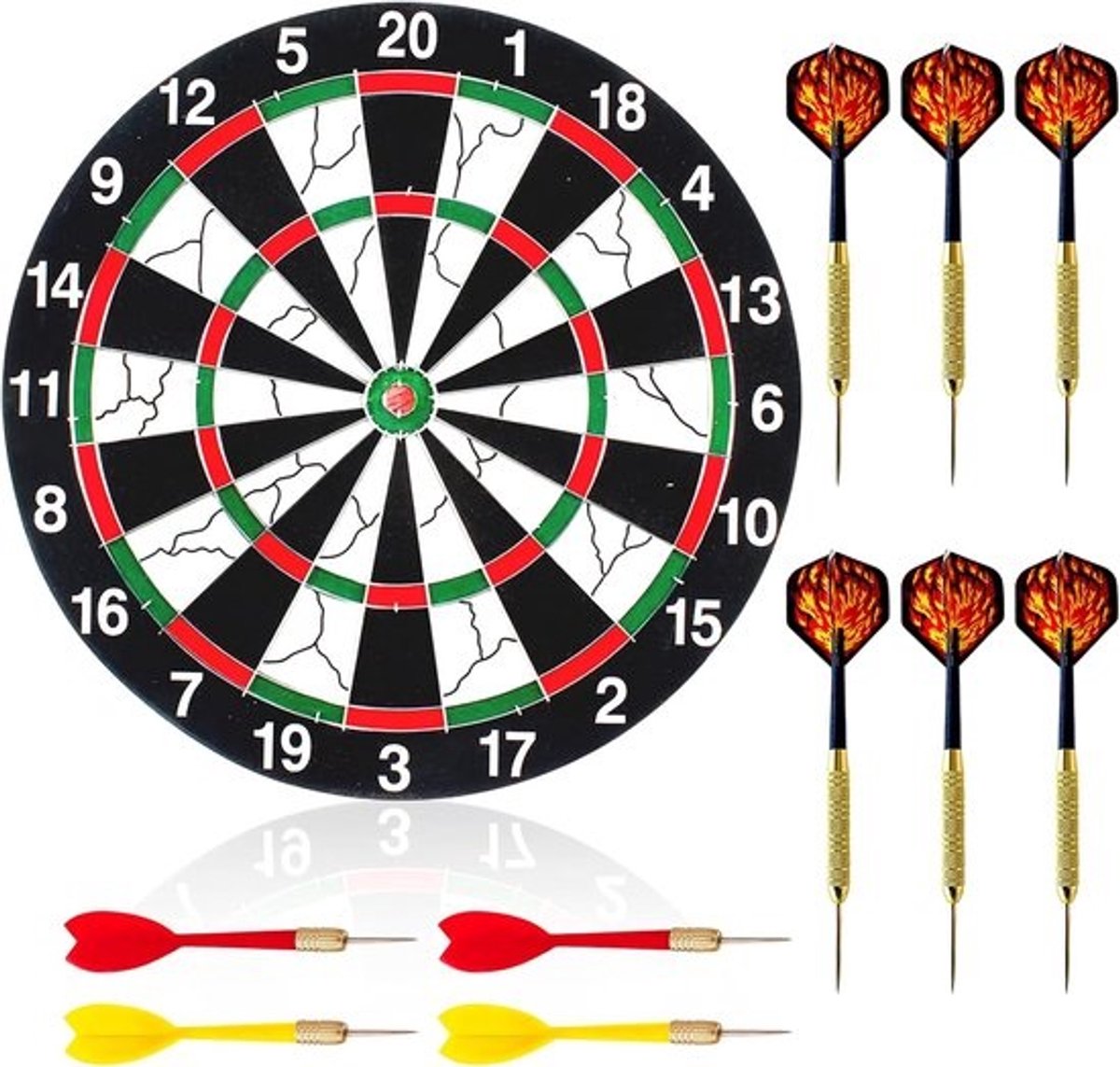 Dartbord Set met 10 Darts - Professionele Dartbord - 30 x 30 cm - Stalen Dartbord - Kurk - Classic Dartborden - Dartsport en Spelletjes