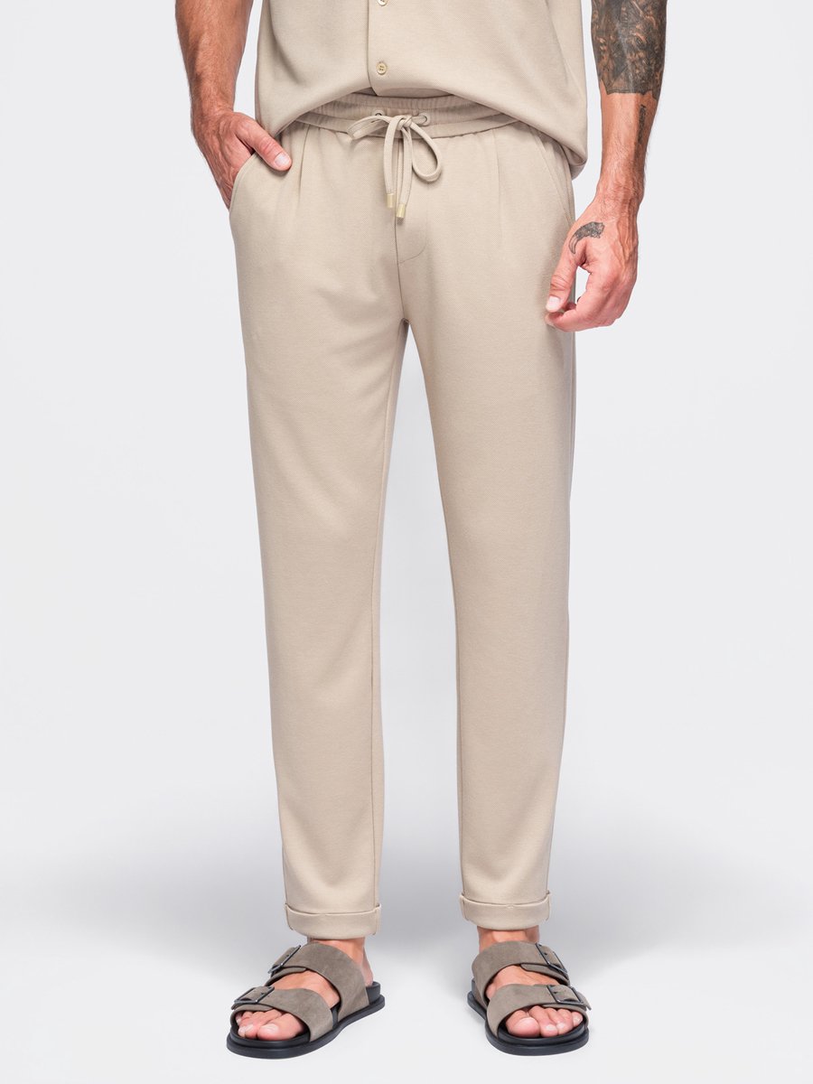 OMBRE Broek - Regular Fit - Viscose - Effen Zand XXL