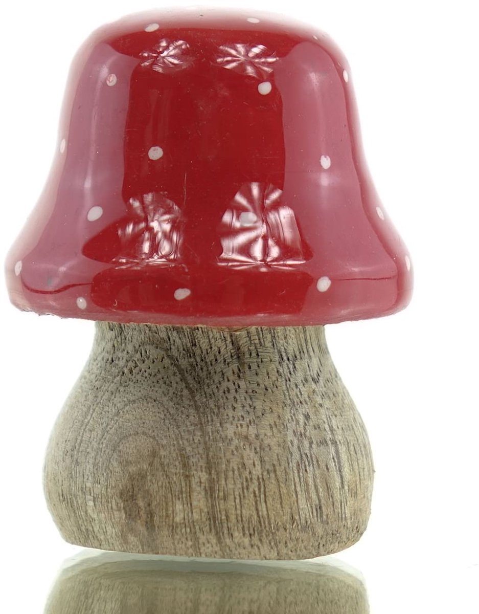 Gasper Kerstdecoratie Mini-vliegenzwam Rood & wit 5 cm - Hout
