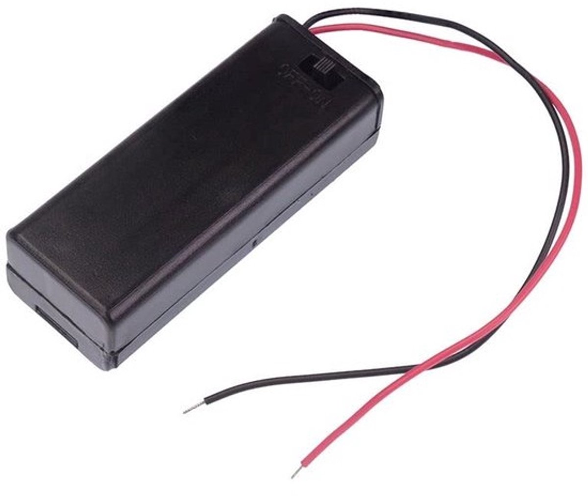 Batterijhouder - Enkele AA Houder - Elektronica Projecten - Met Vliegende Leads - 67mm Lengte - Zwart