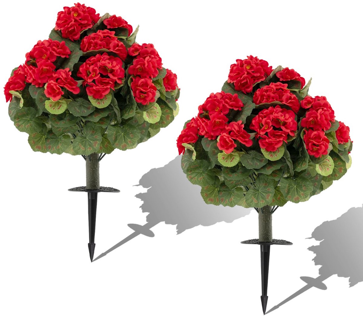 SureDeal® - Kunstplant - Stuks Kunstgeraniums Kunstplanten - Realistische stam Zijden - Bladeren - Grondpen Aluminiumlegering - 57x33 cm - Rood