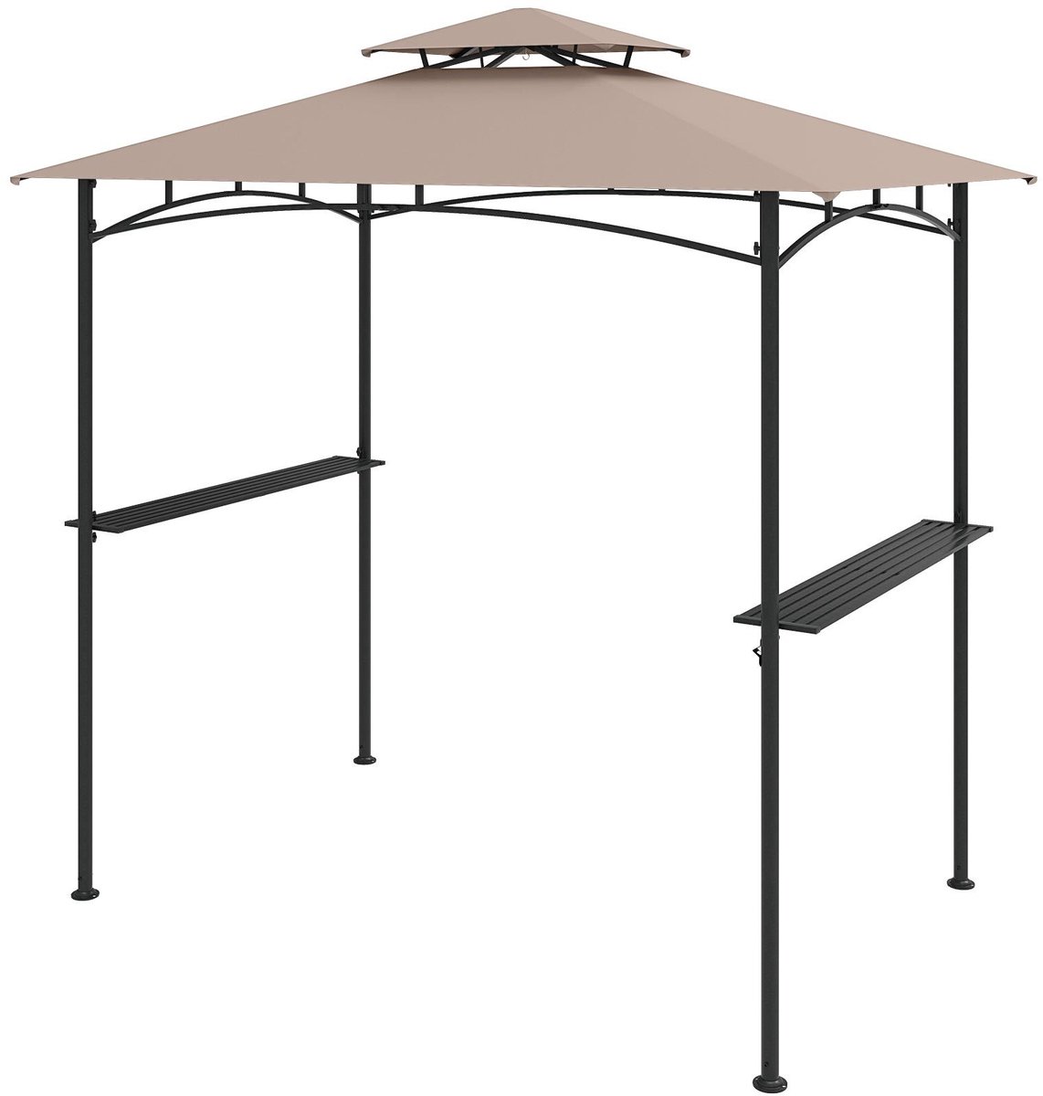 SureDeal® - Kamper - Grillpaviljoen - Dubbel Dak - Zijplanken - Haken Tuinpaviljoen BBQ - 242x150x250 cm - Koffiebruin