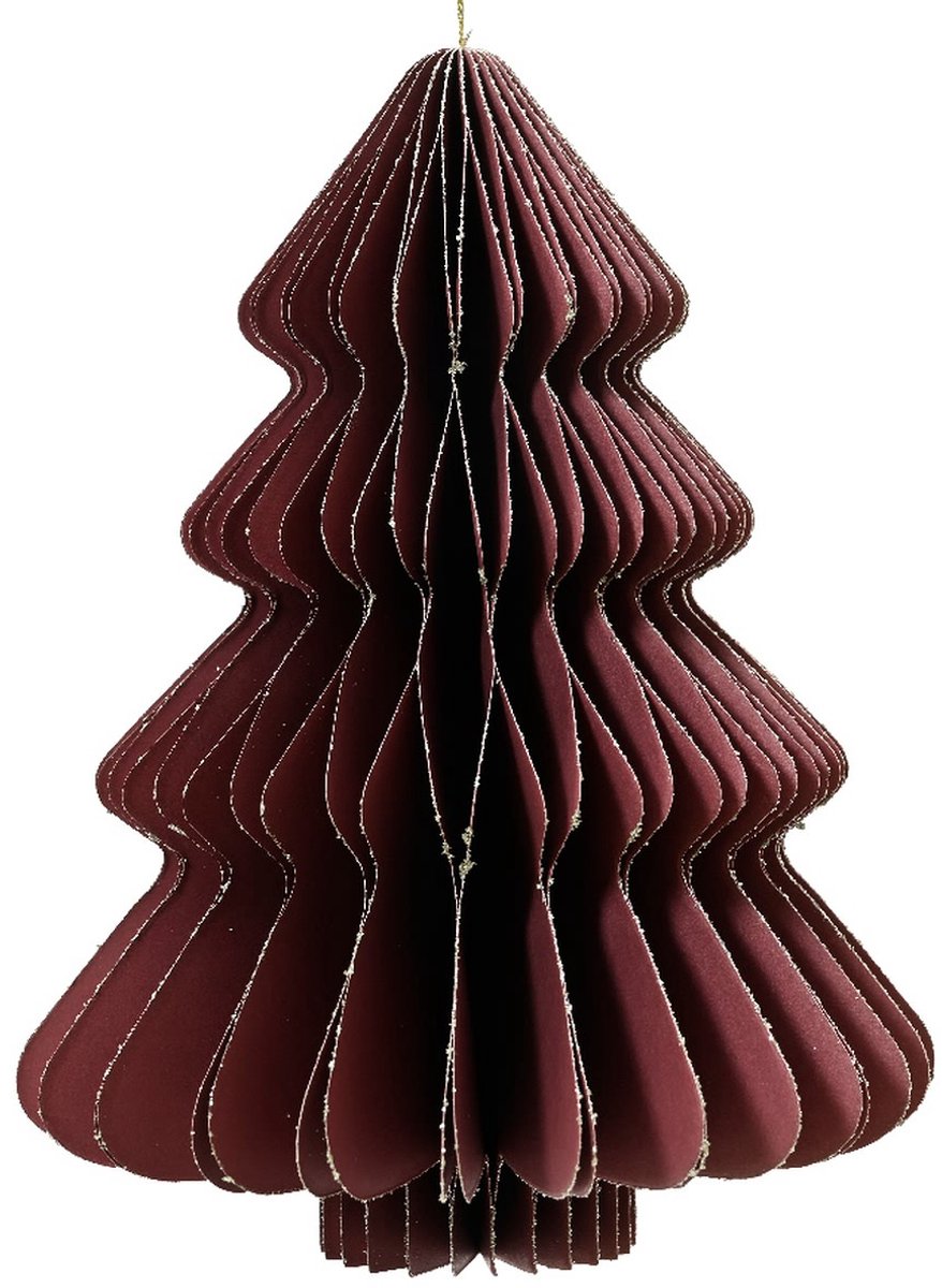 Kaemingk Kersthanger kerstboom maroon glitter 40 cm