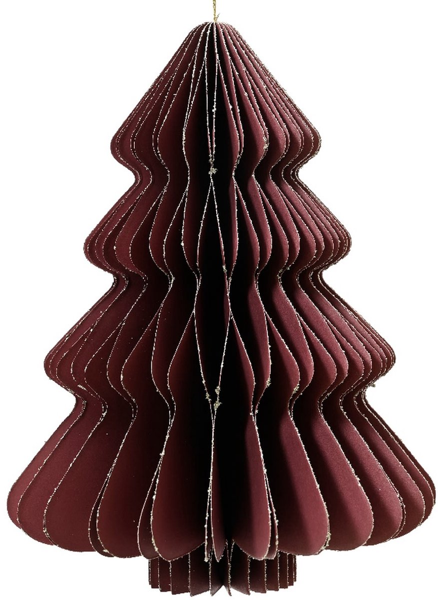 Kaemingk Kersthanger kerstboom maroon glitter 20 cm