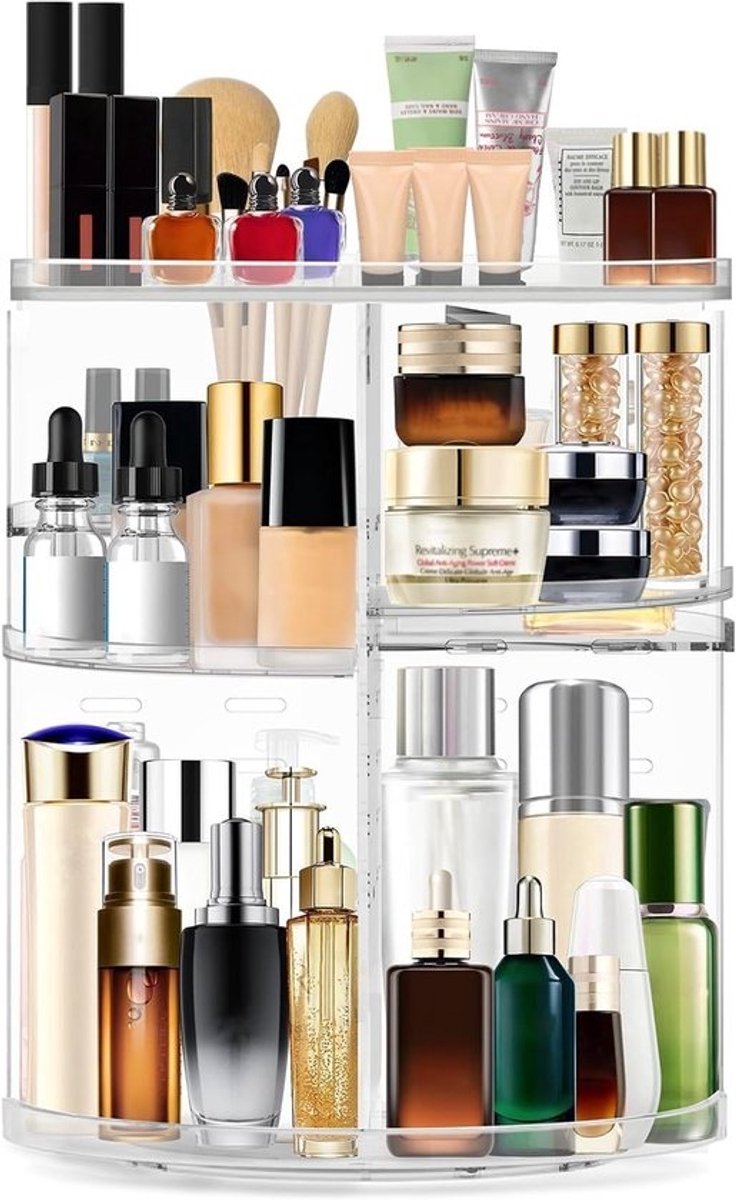 Draaibare Make-up Organizer - Cosmetica Opberger - Make-up Sorteren - 360 Graden Draaibaar - 23x23x30cm - Transparant