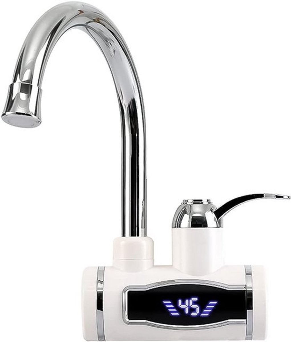 Elektrische Waterkraan - Doorstroomboiler Kraan - Direct Warm Water - 360 Graden Draaibaar - 3000 Watt - Zilver
