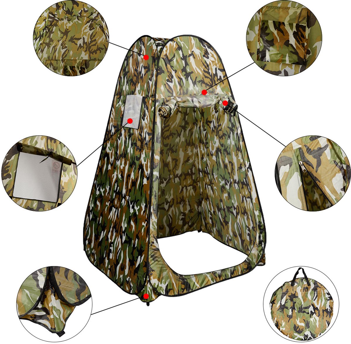 SureDeal® - Kamper - Pop Douchetent Draagbare - Aankleden Toilet Kleedkamer - Groen - 120x120x190 cm - Fleck-Camouflage