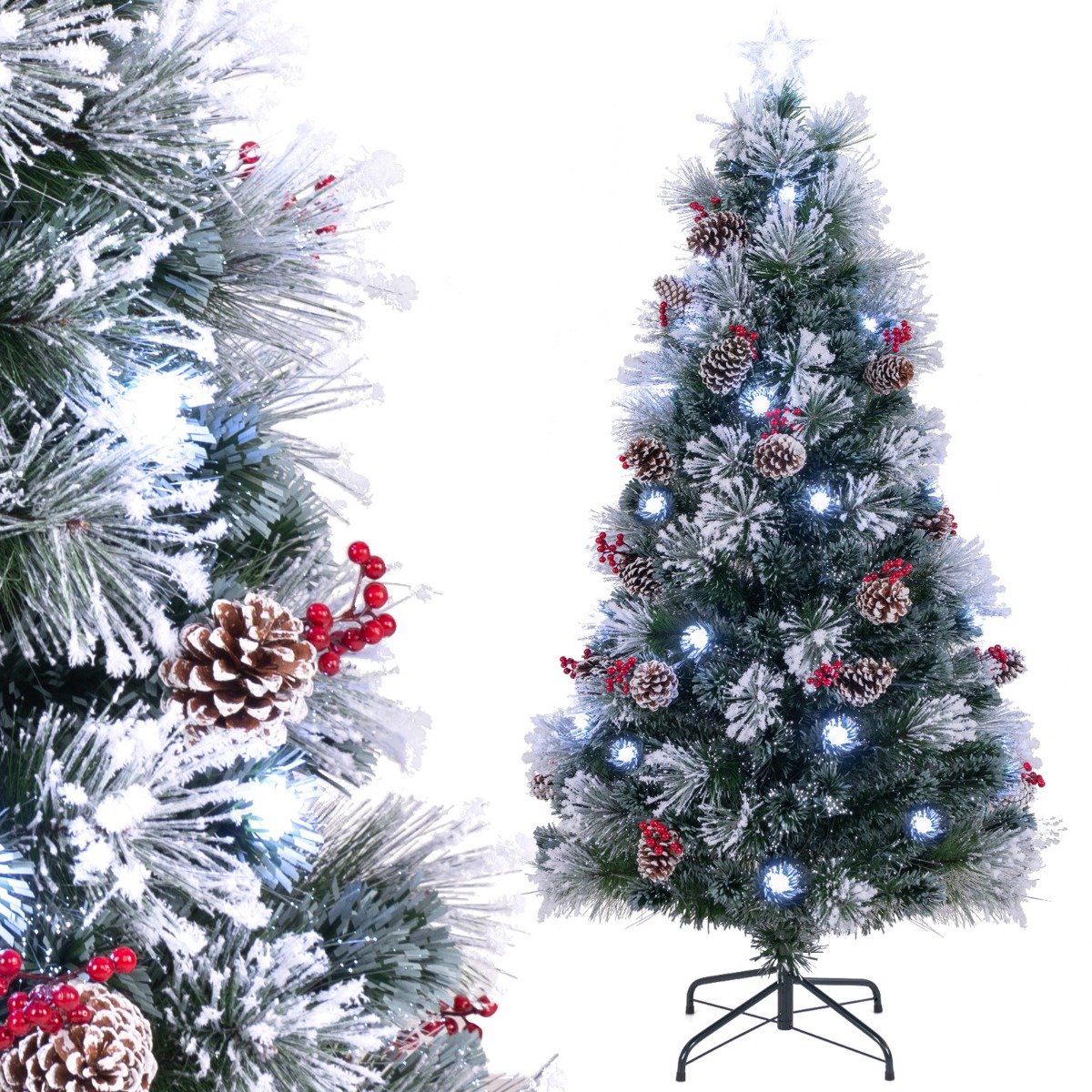 SureDeal® - Kerstbom - Gevlokte Kerstboom Kunstkerstboom - Groen en wit