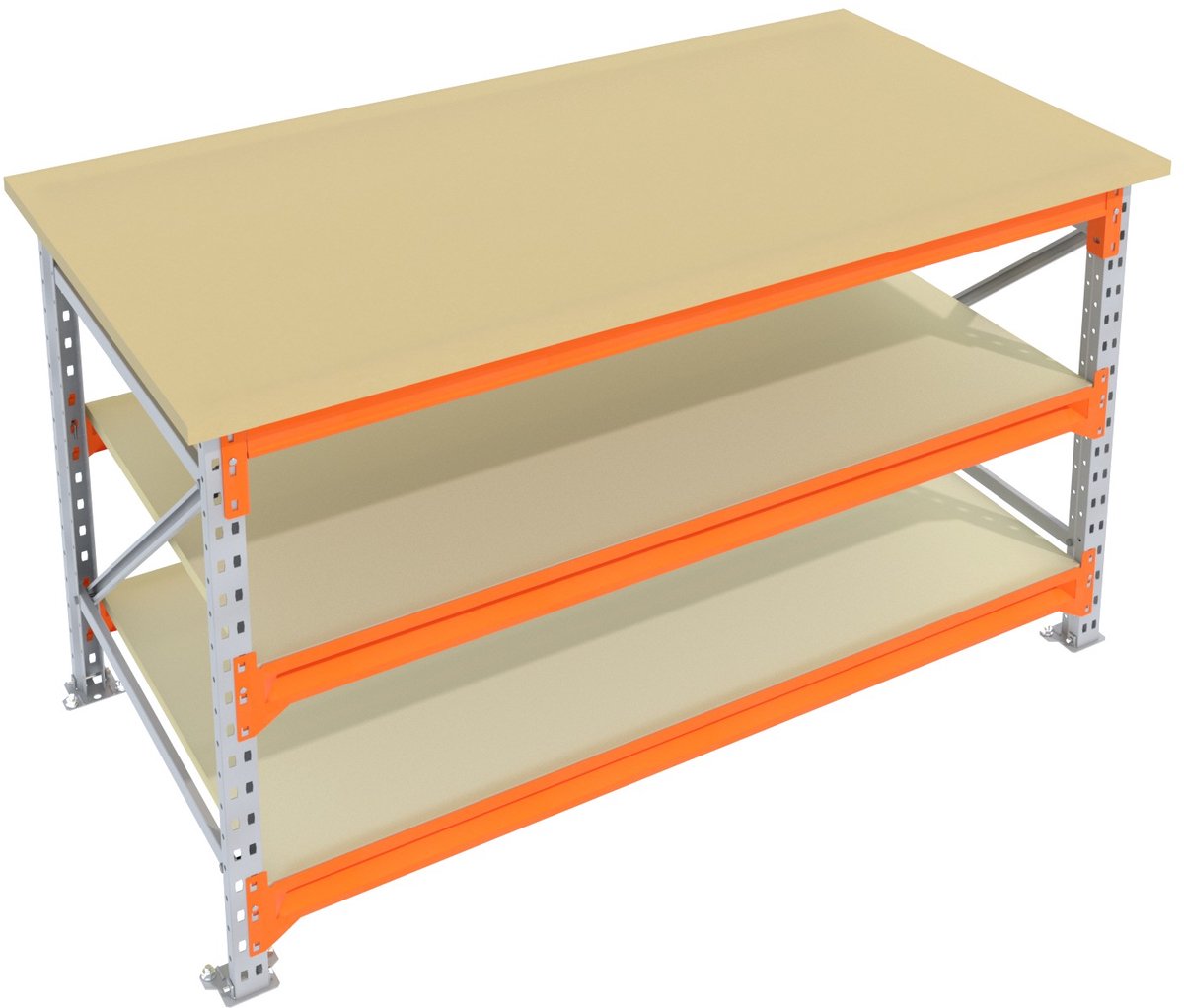 Werkbank & Inpaktafel vast model Galva 150cmx105cm - 3 niveaus (multiplex)