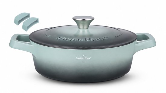 Swiss Haus® ZLC28G Hapjespan Inductie met Deksel - Ø 28 cm / 3.9 Liter - PFAS Vrij - Hapjespannen Voor Alle Warmtebronnen - Braadpan Met Sapphire™ Antiaanbaklaag - Groen