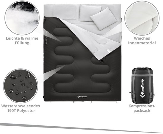 Deken-slaapzak Oxygen 250 D - 2-persoons dubbele slaapzak XL lang -3 °C — afbeelding 3