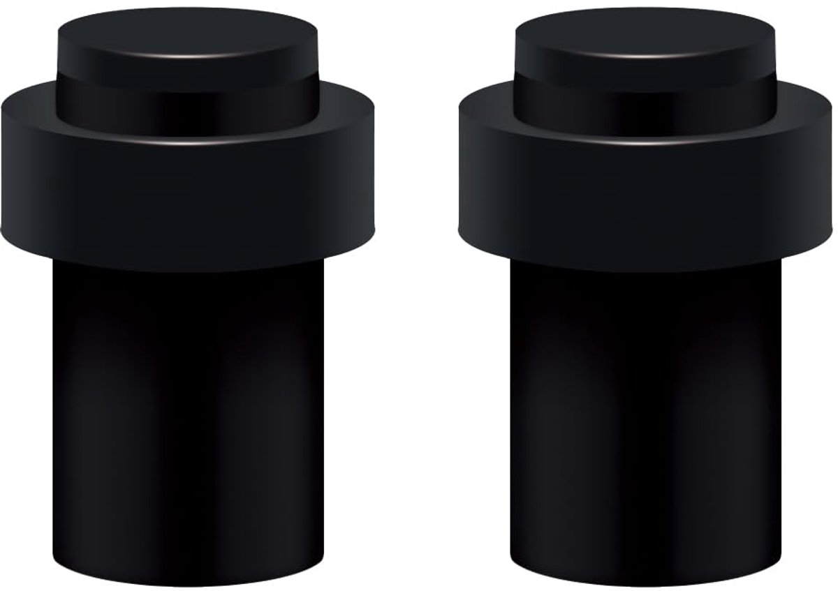 Set van 2 Deurstoppers - RVS met rubberen deurbuffer voor vloer of muur - Ø 32 mm, hoogte 60 mm
