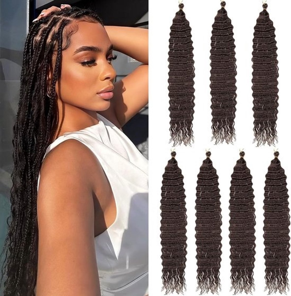 Ocean Wave Haar Extensions Donkerbruin - 61 cm - 7 Pakketten