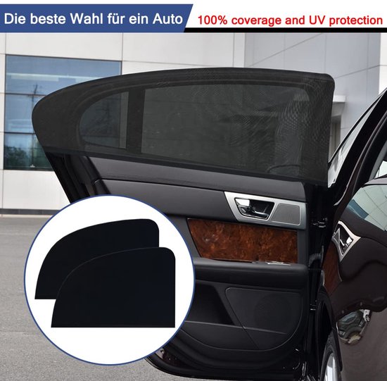 Universeel Auto Zonnescherm - Met Gecertificeerde UV-bescherming - Hoogelastisch IJzijde-materiaal - Voor Baby & Kinderen - 2 Stuks — afbeelding 3