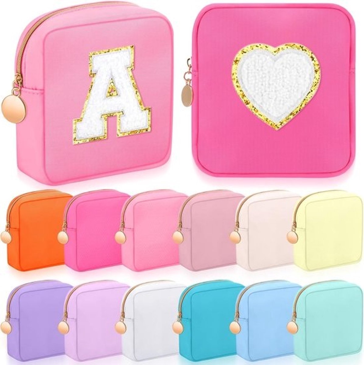 Set van 12 Mini Make-up Tasjes Nylon Portemonnee Reisorganizer