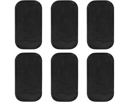 6 Stuks Antislipmatten - Herbruikbaar Siliconen - Voor Auto Dashboard, Telefoon, Bril & Sleutels - Zwart 14x8 cm
