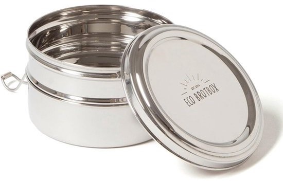 Tiffin Lunchbox RVS - Ronde Dubbele Container 800 ml — afbeelding 2