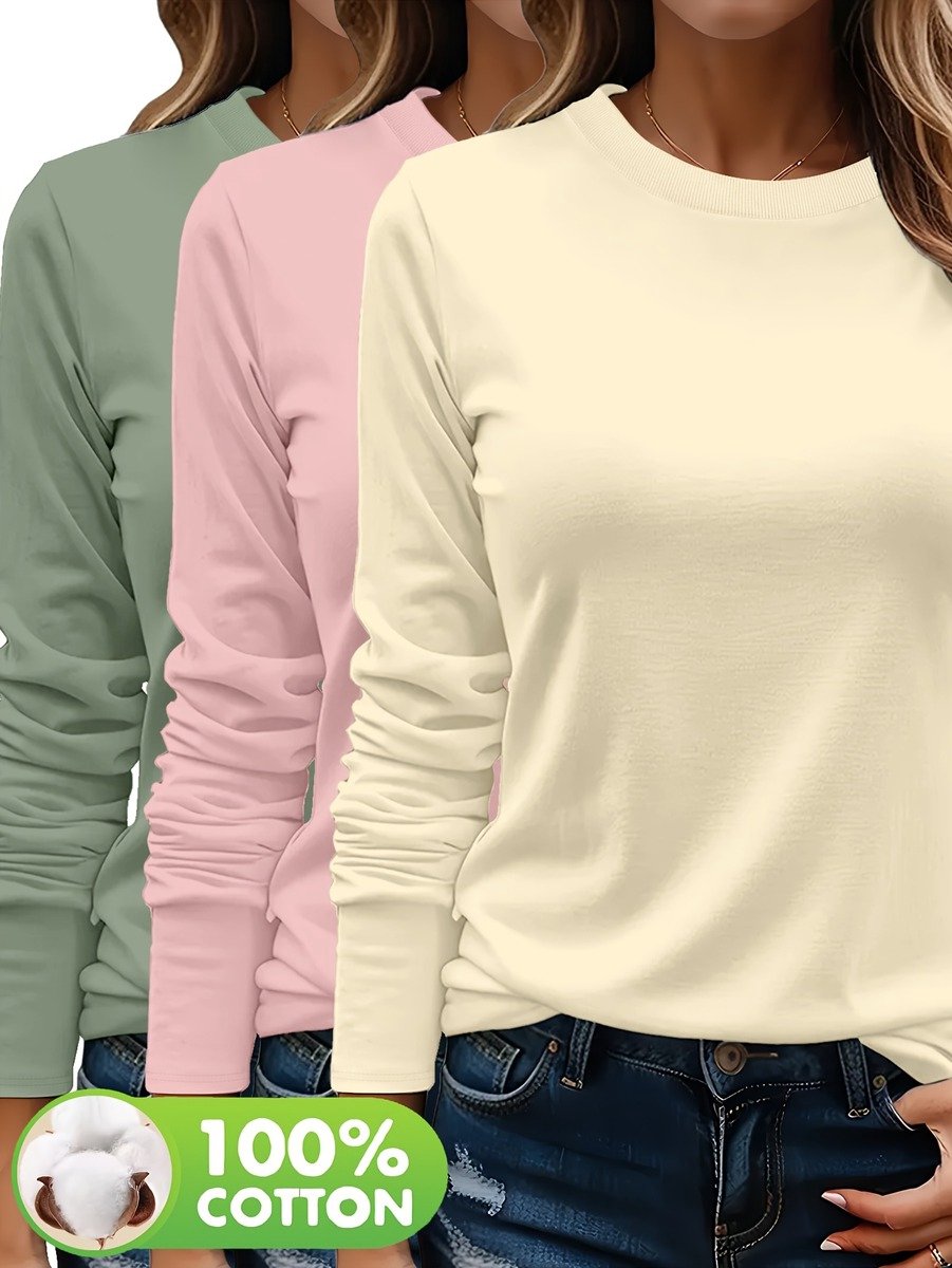 Currero Longsleeve Dames Oversized Lange Mouwen Shirt Roundneck Vrouwen Kleding T-Shirt + + Abrikoos Groen
