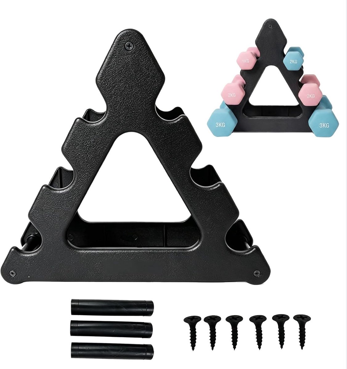 Triangulaire Dumbbell Rack voor 6 Kleine Dumbbells, Stabiele Houder voor Thuis of Sportschool, Ideaal voor Krachttraining en Fitness