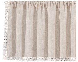 Vitrage, linnen, ondoorzichtig, bistrogordijn, boho-gordijn, korte gordijnen, kort, met kant, voor keuken en woonkamer, 1 stuk, 150 x 45 cm