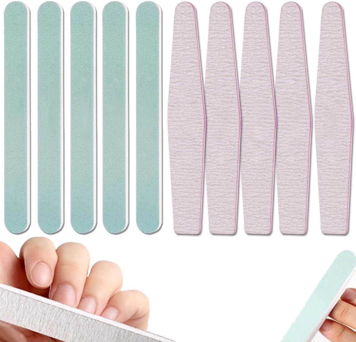Set van 10 Professionele Vijlens voor Nagels - Voor Gel- en Natuurnagels, Polijsten en Manicure/Pedicure Accessoires