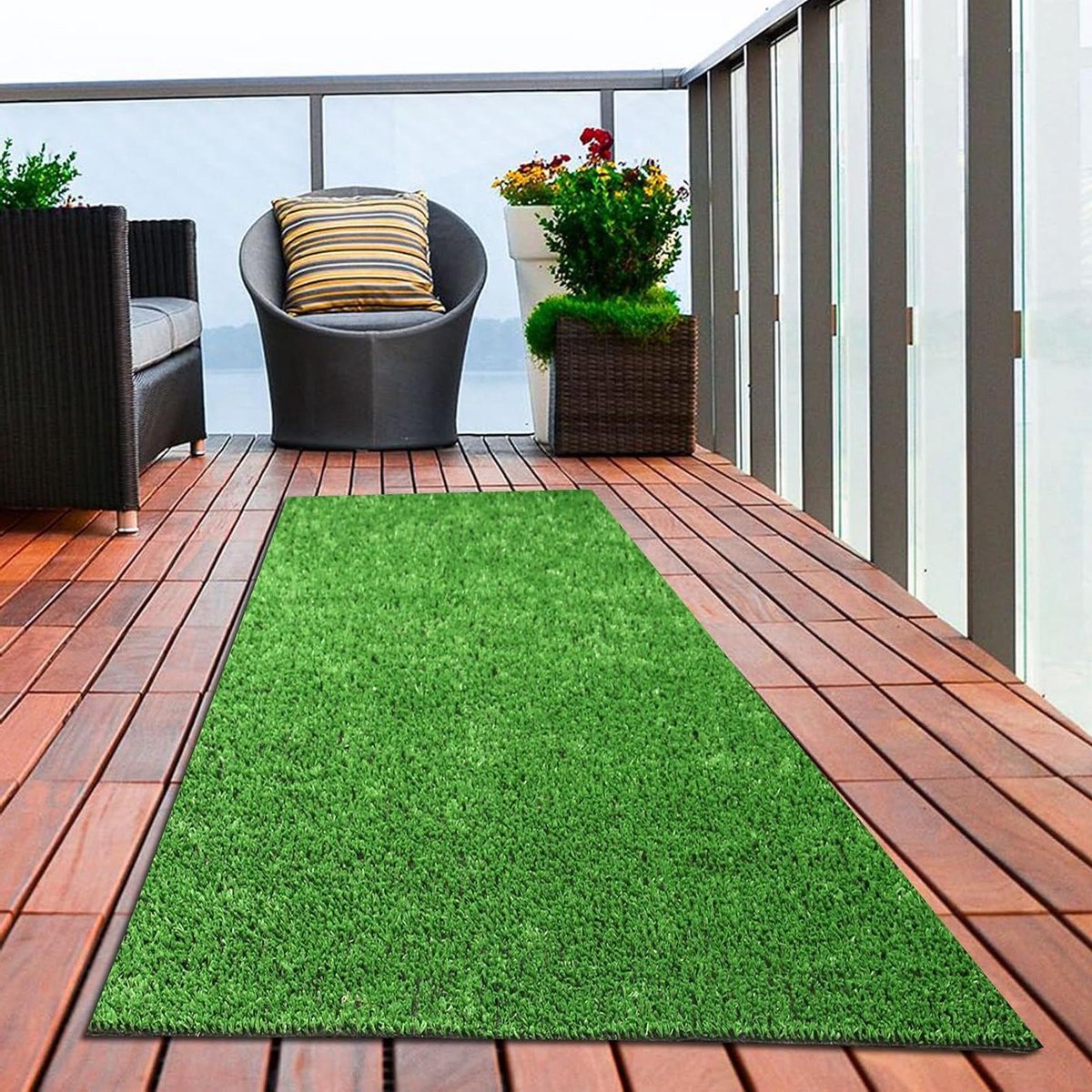 Kunstgras loper - Nep gras - Balkon bekleden - Huisdiervriendelijk ontwerp - 1 x 3 meter - Groen