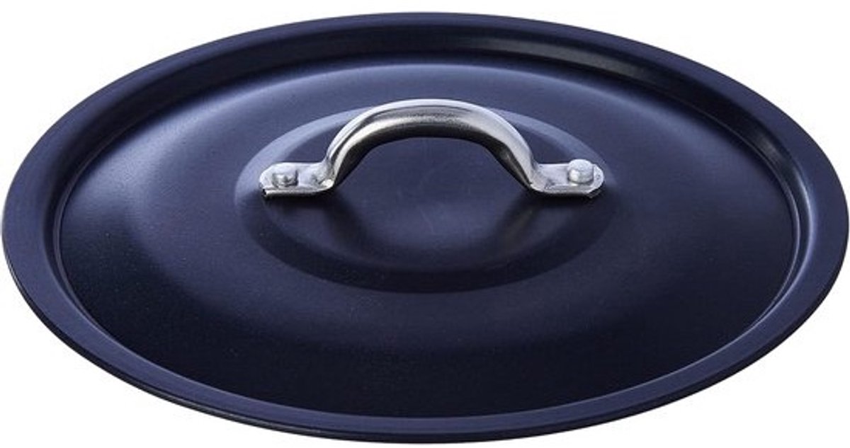 Aluminium Deksel 16 cm met Stalen Brug - Zwart