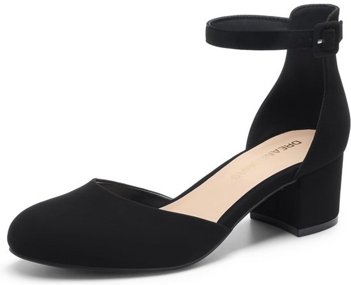 Dames Pumps Gesloten Tenen Lage Blokhak Ankelriem 5 cm