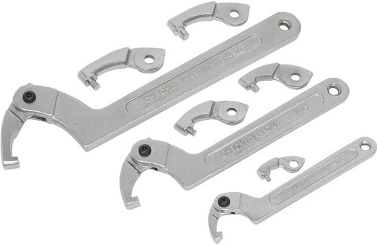 Verstelbare C-sleutel en Hook & Pin Wrench Set met 11 Delen