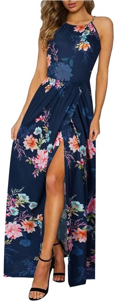 Vrouwen Maxi Jurk V-Hals Bloemenprint Zomer Jurk