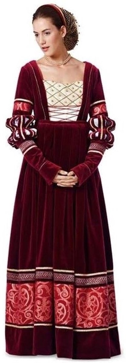 Historisch jurk patroon Renaissance stijl 2-delig met hoekige hals en plooien