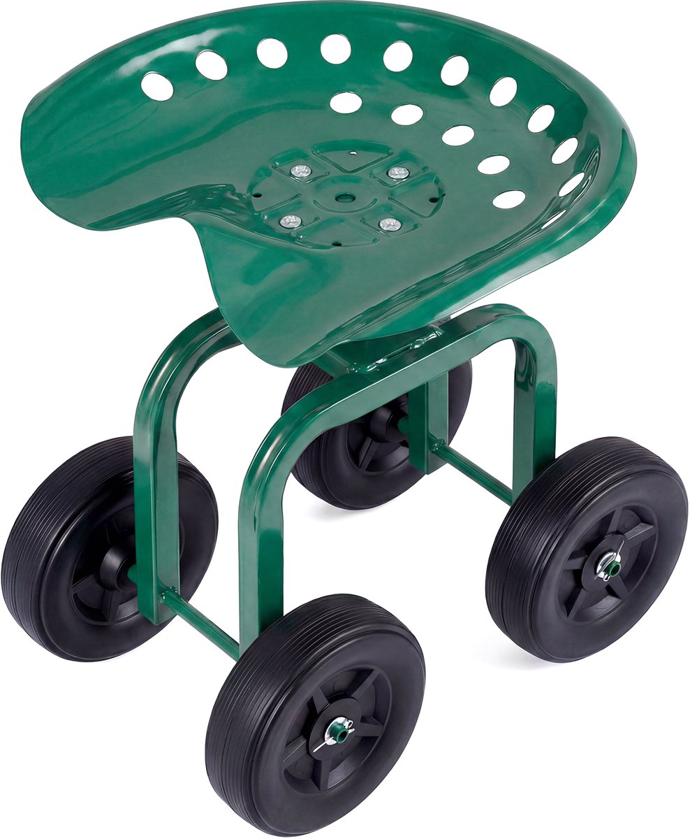SureDeal® - Tuinier - Tuinwagen Wielen Rollende - Draaibare Zitting - Verstelbare Hoogte Stevige - 47x31x28 cm - Groen