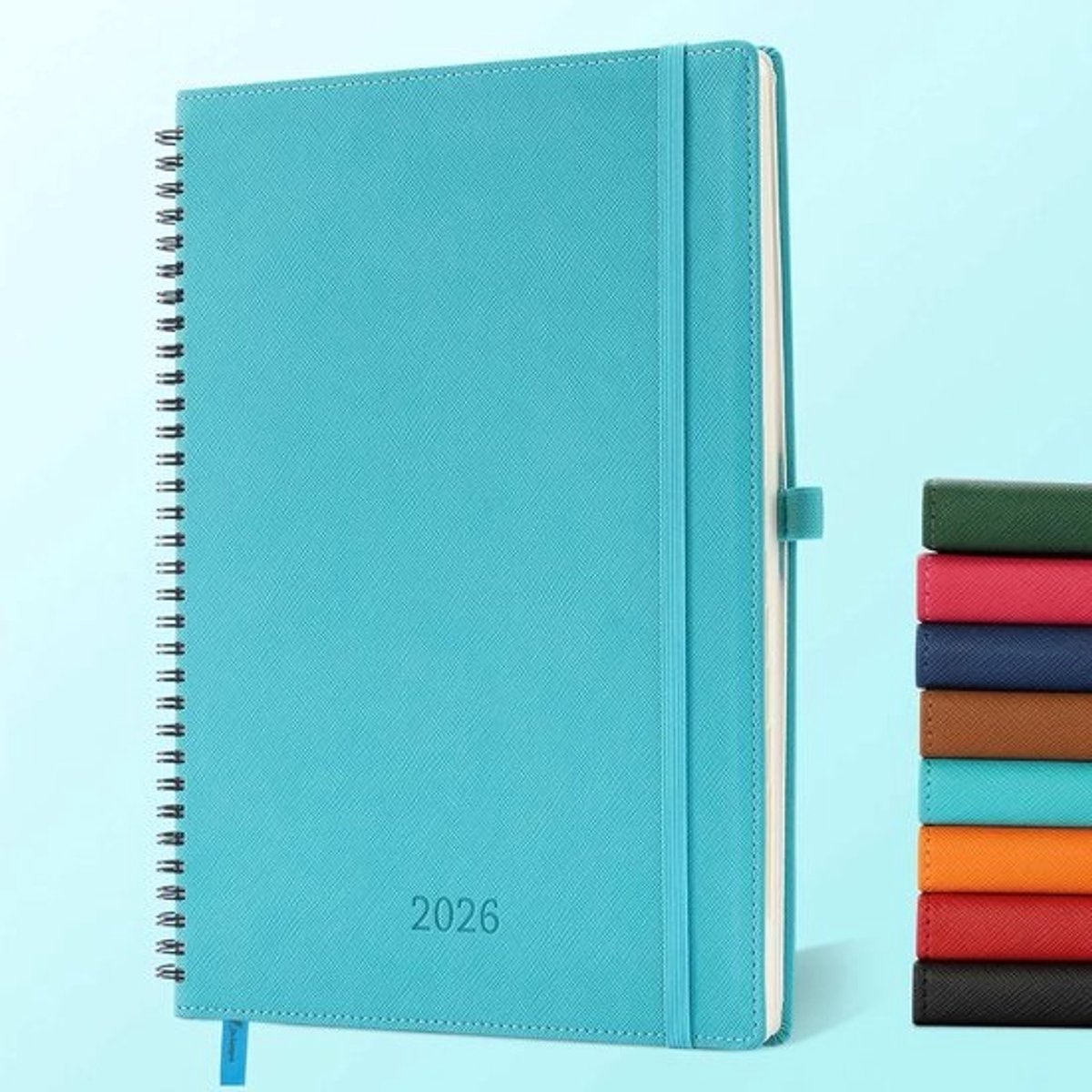 Agenda 2026 - Weekplanner Jaarplanner - Alles Plannen - PU Leren Kaft - A4 formaat - Lichtblauw