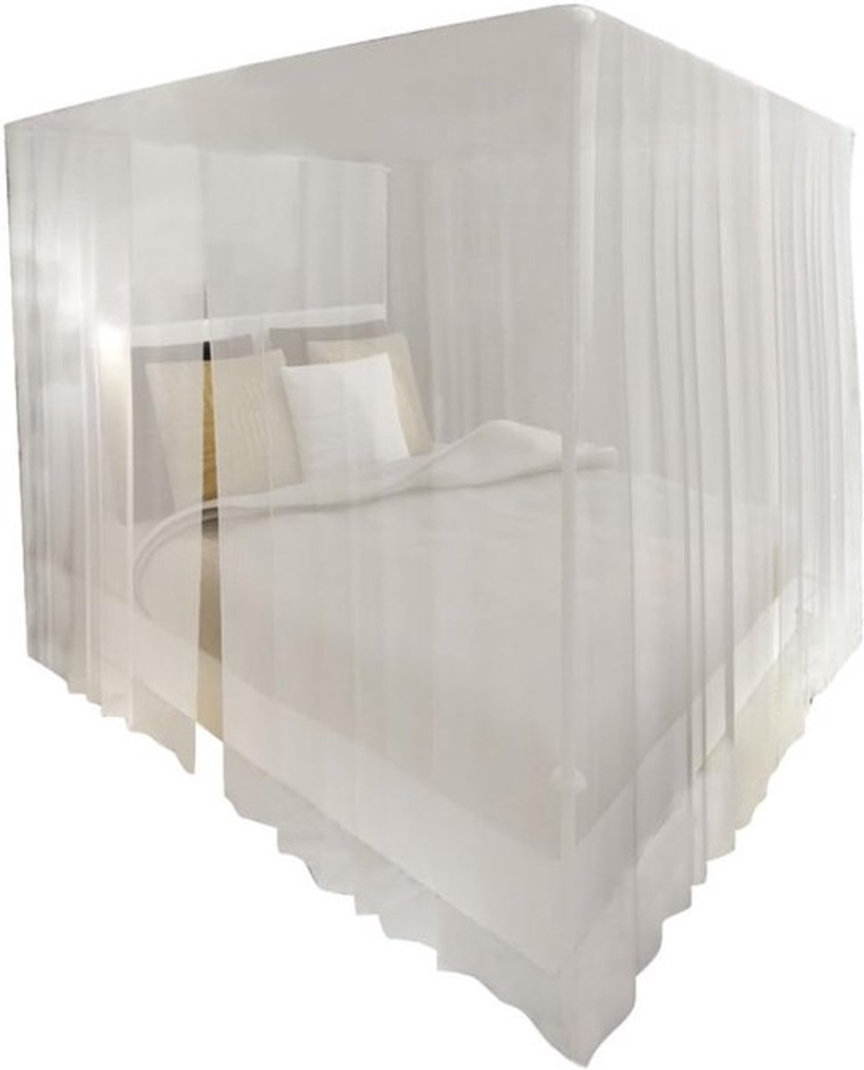 Muggennet voor Bed - Vliegengaas Klamboe - Insecten Buiten Houden - Rechthoekig Ophangsysteem - 220 x 200 x 210 cm