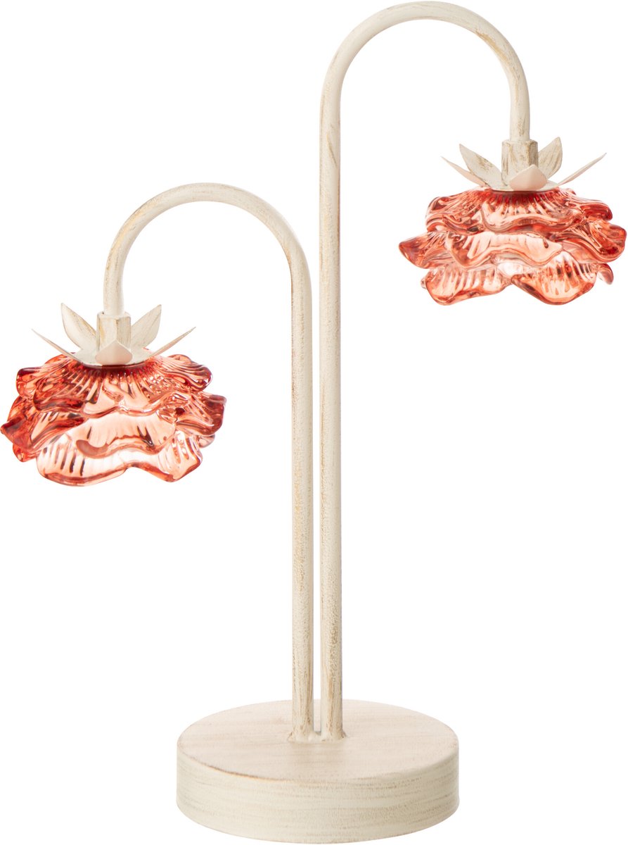 J-Line lamp Bloem - ijzer - oranje/wit - large - LED lichtjes