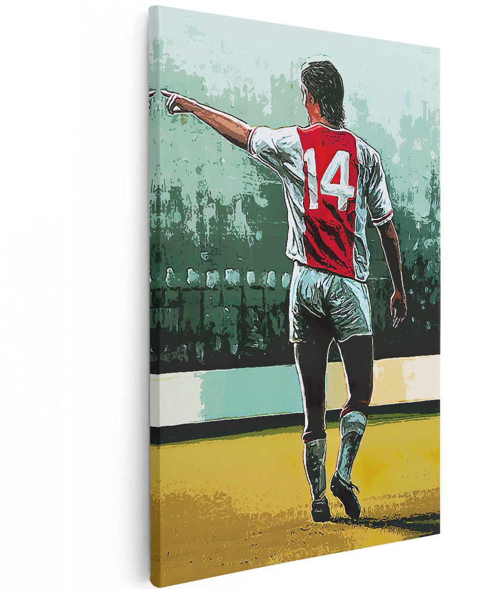 Artaza Canvas Schilderij Johan Cruijff bij Ajax - 120x180 cm - Groot - Muurdecoratie - Canvas Print