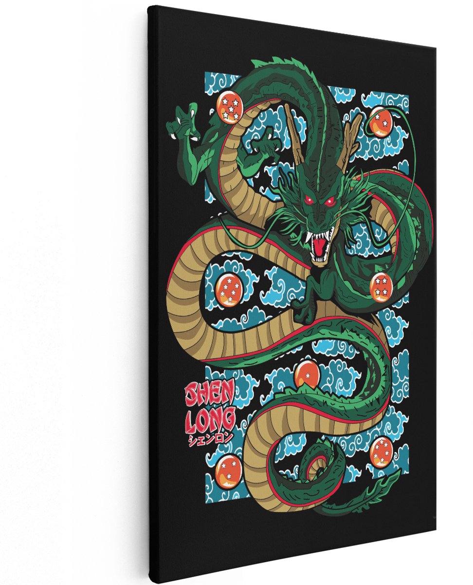 Artaza Canvas Schilderij Shenron - 120x180 cm - Groot - Wanddecoratie Dragon Ball Z - Muurdecoratie Anime - Schilderijen Jongenskamer - Groen