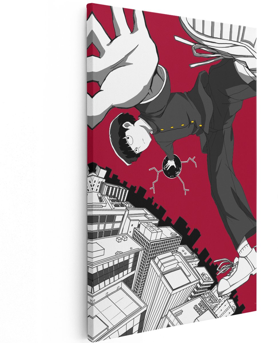 Artaza Canvas Schilderij Anime Jongen - 120x180 cm - Groot - Wanddecoratie Mob Psycho - Muurdecoratie Slaapkamer - Schilderijen Op Canvas Japan